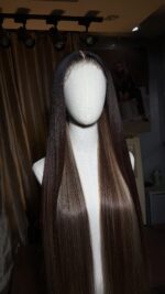 Raw Straight Wig – 34” | Blonde highlight Custom Colored | 300g | 13*6 HD frontal - Image 4