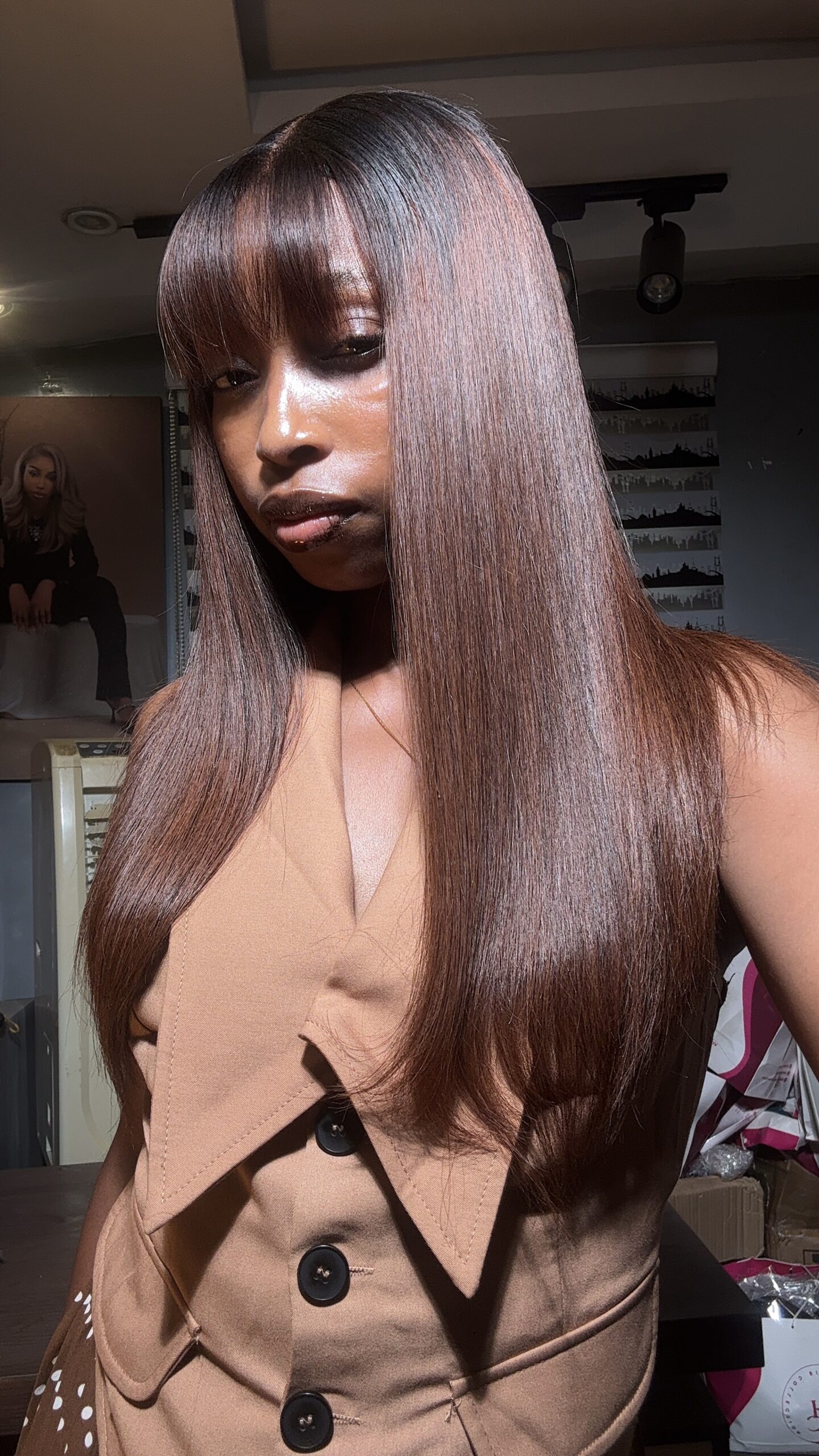 Brown Virgin Straight Wig in 12" and 18"” | 200g | 2*6 Closure - Image 1
