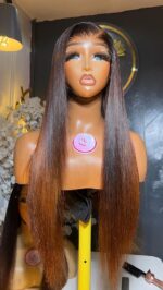 Virgin Straight Wig – 22” | Custom Colored | 300g | 5×5 HD Closure - Image 3