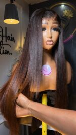 Virgin Straight Wig – 22” | Custom Colored | 300g | 5×5 HD Closure - Image 4