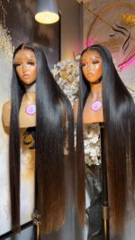 Raw Natural Straight Wig – 34” | 400g | HD Lace (13×6 Frontal / 5×5 Closure)