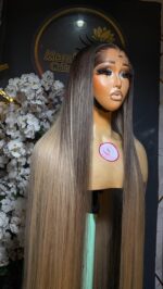 Raw Straight Wig – 34” | Blonde Custom Colored | 300g | 7×7 HD Closure - Image 2