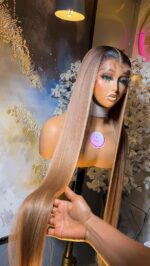 Raw Straight Wig – 32” | Blonde | Custom Colored | 300g | 13×6 HD Frontal - Image 2