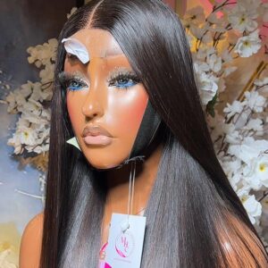 Raw Natural Straight Wig – 28” | Custom Colored | 300g | 2×6 HD Closure