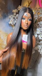 Raw Natural Straight Wig – 28” | Custom Colored | 300g | 2×6 HD Closure - Image 2