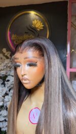 Raw Natural Straight Wig – 34” | Brown Tip | 300g | 13×6 HD Frontal - Image 4