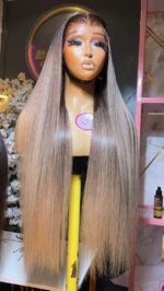 Raw Natural Straight Wig – 34” | Brown Tip | 300g | 13×6 HD Frontal