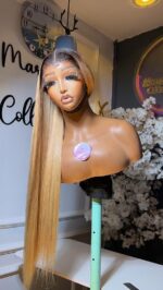 Luxury Virgin Bone Straight Wig – 24” with 6x6 HD Closure (Dark Root) - Image 3