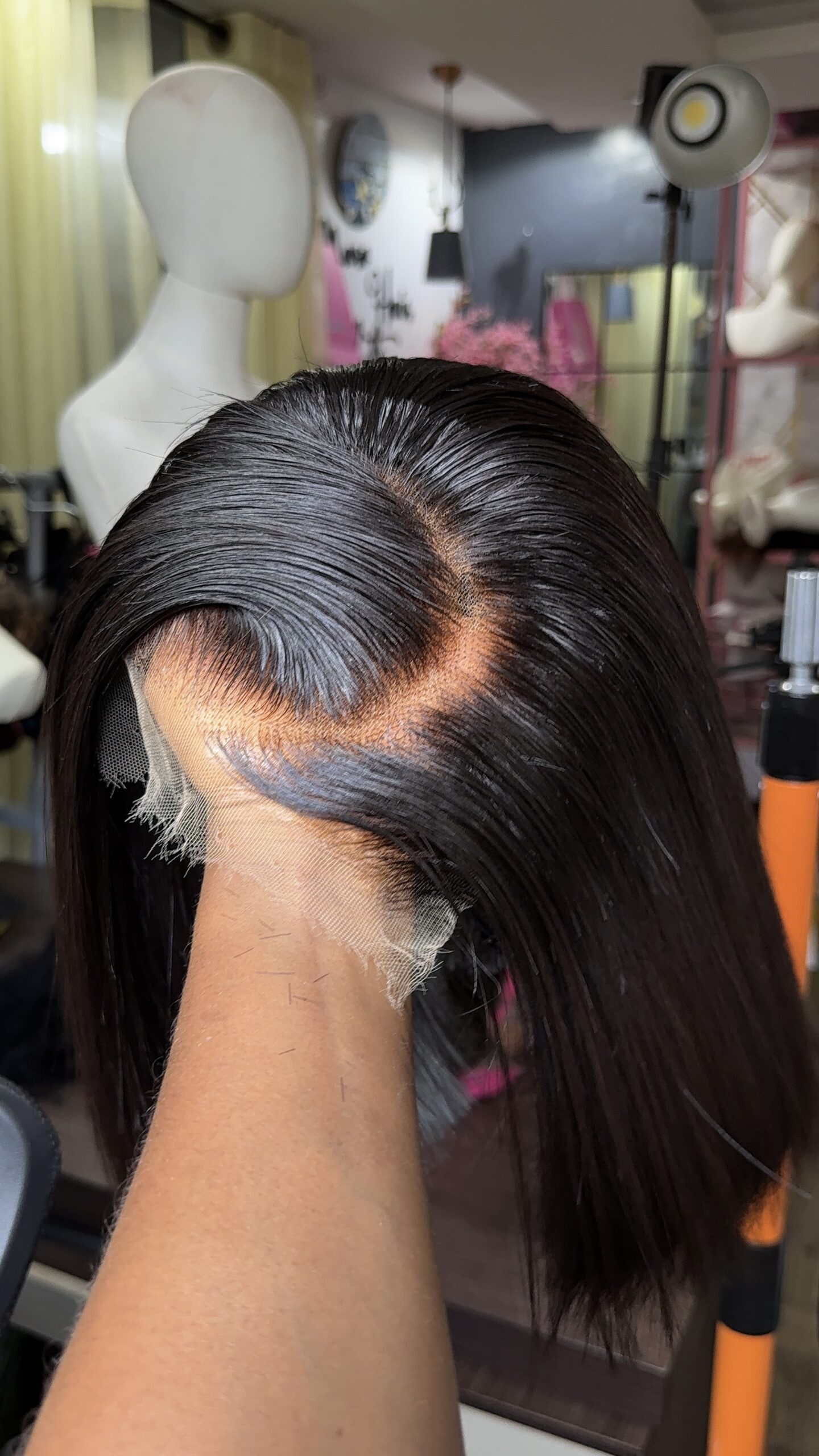 Ego Asymmetrical  Unit Raw Straight –12" | Natural Black| 300g | 5*5 HD Closure - Image 13