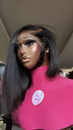 Ego Asymmetrical  Unit Raw Straight –12" | Natural Black| 300g | 5*5 HD Closure - Image 7