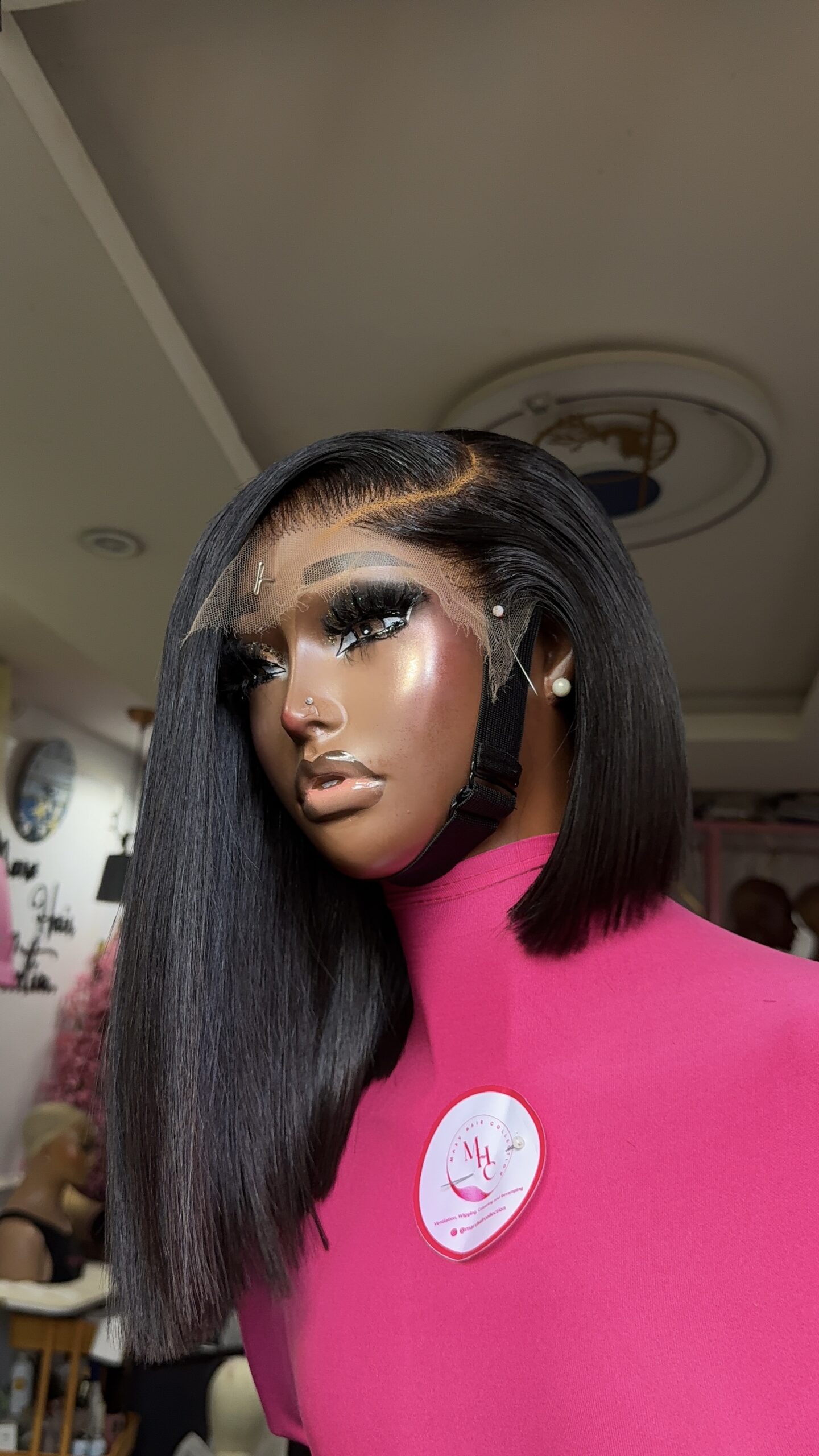 Ego Asymmetrical  Unit Raw Straight –12" | Natural Black| 300g | 5*5 HD Closure - Image 1