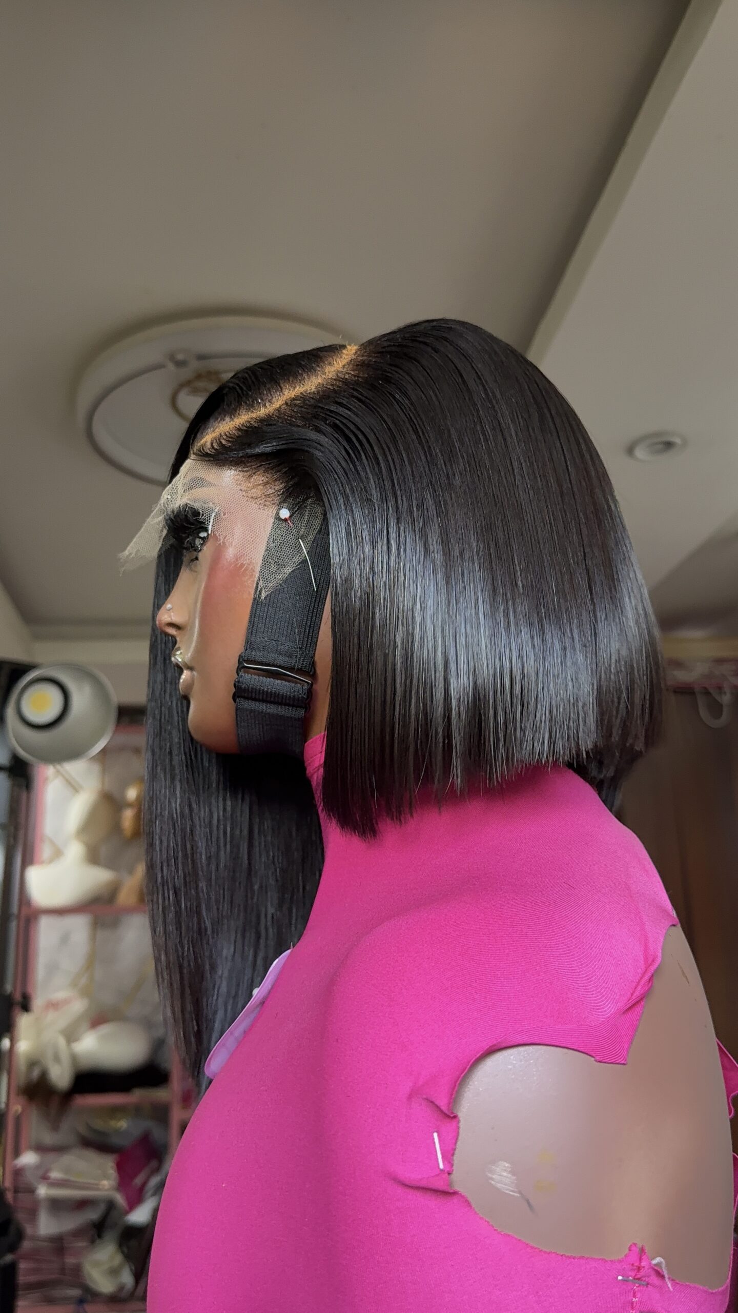 Ego Asymmetrical  Unit Raw Straight –12" | Natural Black| 300g | 5*5 HD Closure - Image 10