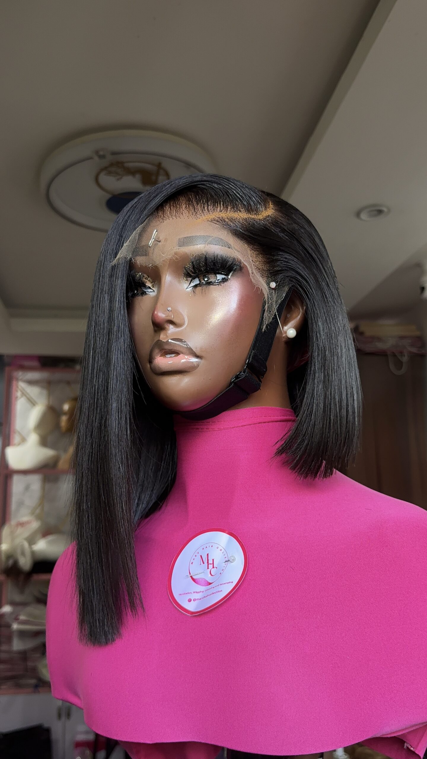 Ego Asymmetrical  Unit Raw Straight –12" | Natural Black| 300g | 5*5 HD Closure - Image 11