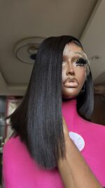 Ego Asymmetrical  Unit Raw Straight –12" | Natural Black| 300g | 5*5 HD Closure - Image 12