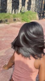 Ego Asymmetrical  Unit Raw Straight –12" | Natural Black| 300g | 5*5 HD Closure - Image 5