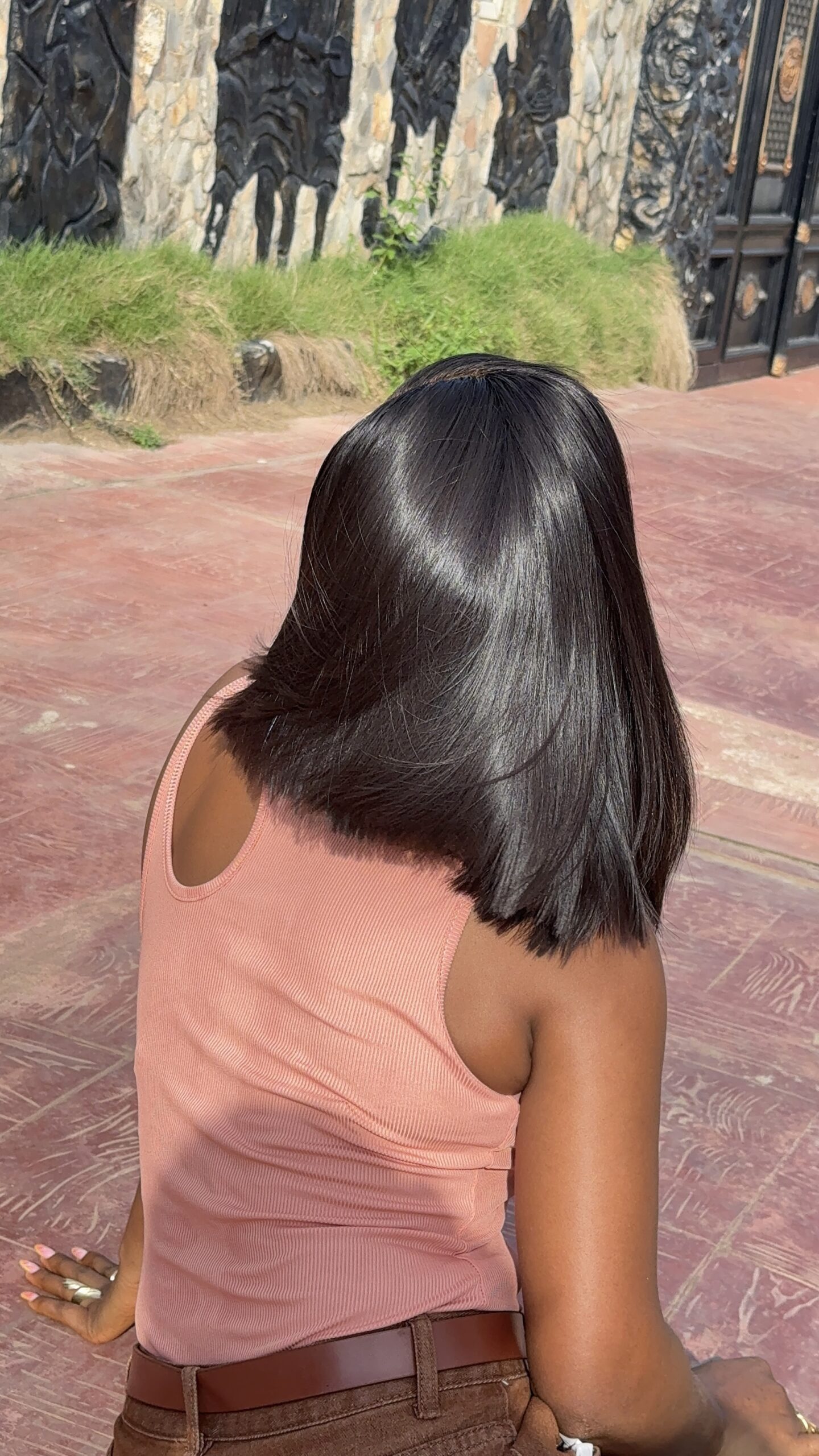 Ego Asymmetrical  Unit Raw Straight –12" | Natural Black| 300g | 5*5 HD Closure - Image 4