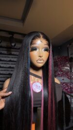 Raw Natural Straight With colored highlight Wig – 32” | 300g | 13×6 HD Frontal - Image 8