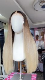 Raw Straight Wig – 18” | Highlight Blonde | 300g | 5*5HD Closure - Image 2