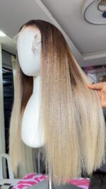 Raw Straight Wig – 18” | Highlight Blonde | 300g | 5*5HD Closure
