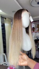 Raw Straight Wig – 18” | Highlight Blonde | 300g | 5*5HD Closure - Image 3